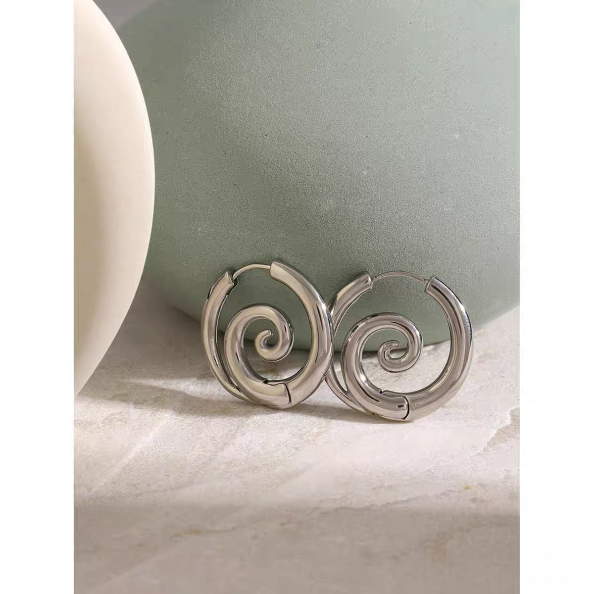 Chunky Spiral Hoop Earrings