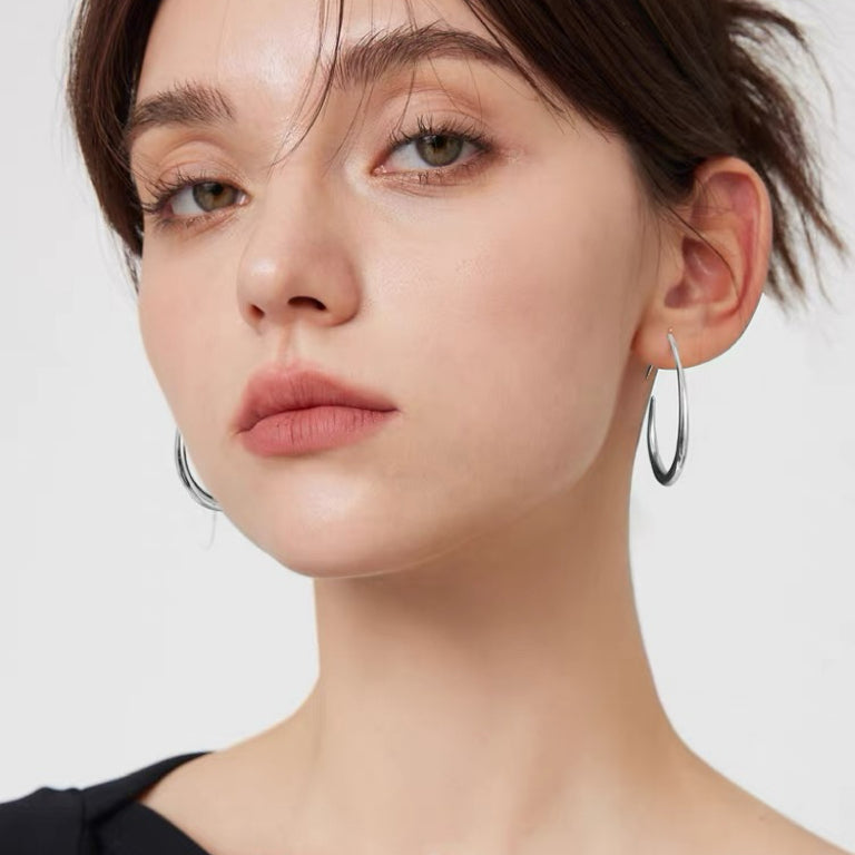 Oval Teardrop Open Hoop Earrings