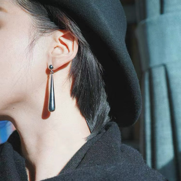 Long Teardrop Dangle Stud Earrings