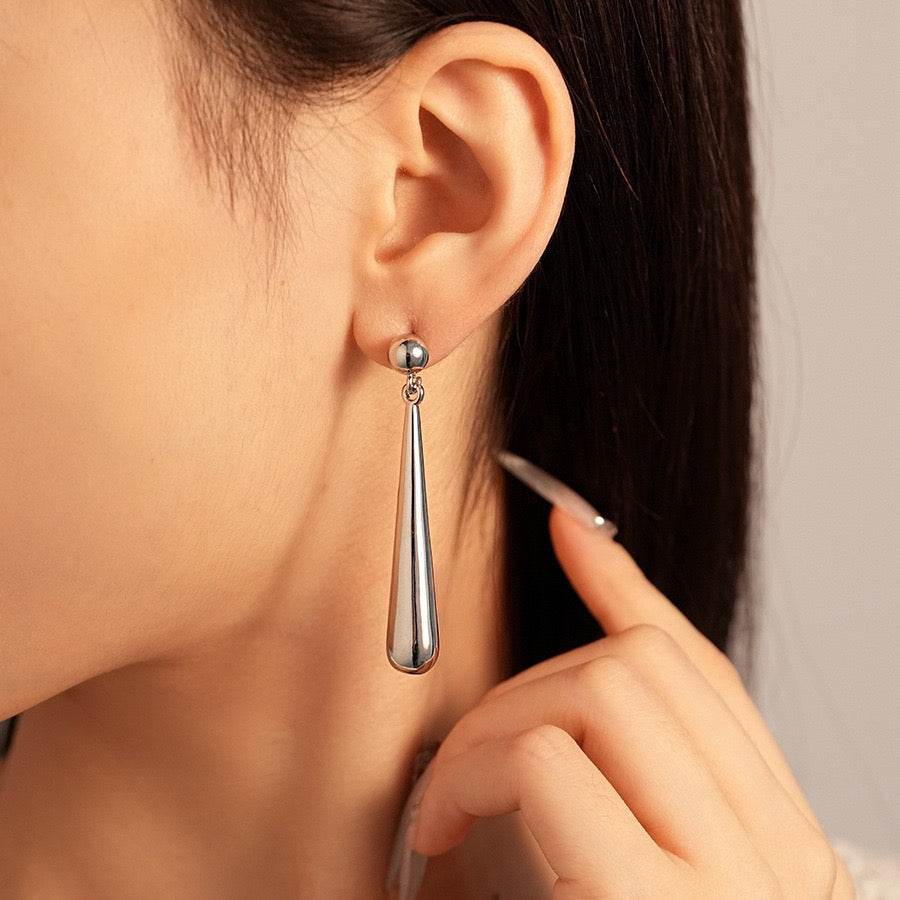 Long Teardrop Dangle Stud Earrings