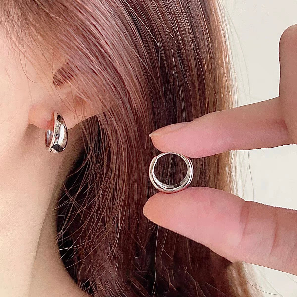 Chunky Waterdrop Huggie Hoop Earrings