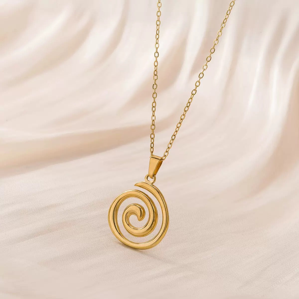 Abstract Spiral Swirl Pendant Necklace