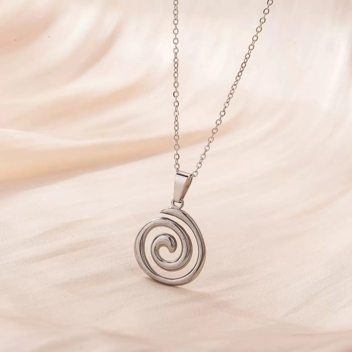 Abstract Spiral Swirl Pendant Necklace