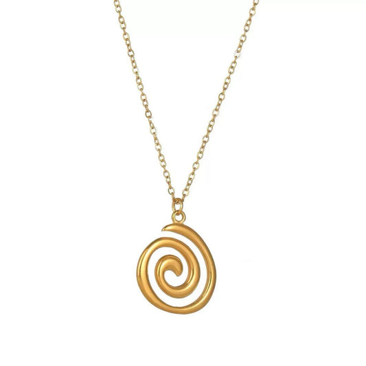 Abstract Spiral Swirl Pendant Necklace