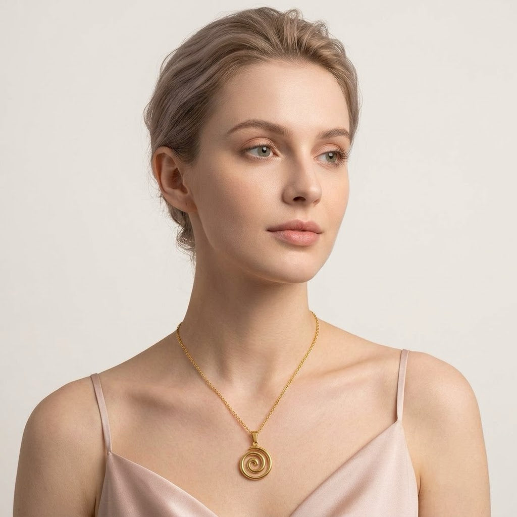 Abstract Spiral Swirl Pendant Necklace