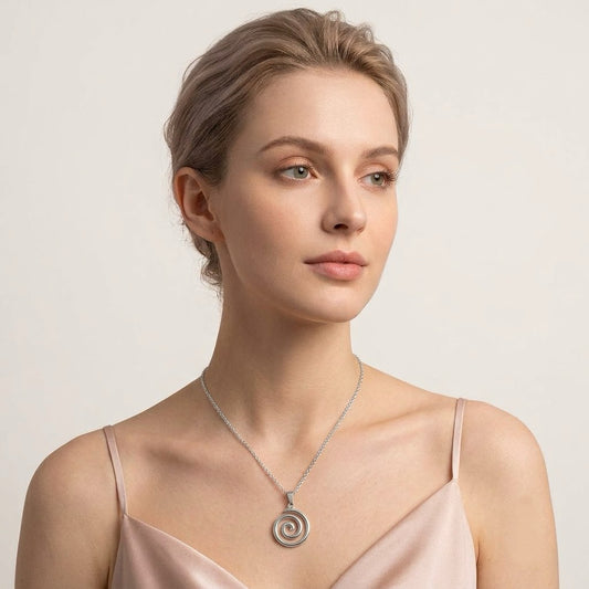 Abstract Spiral Swirl Pendant Necklace