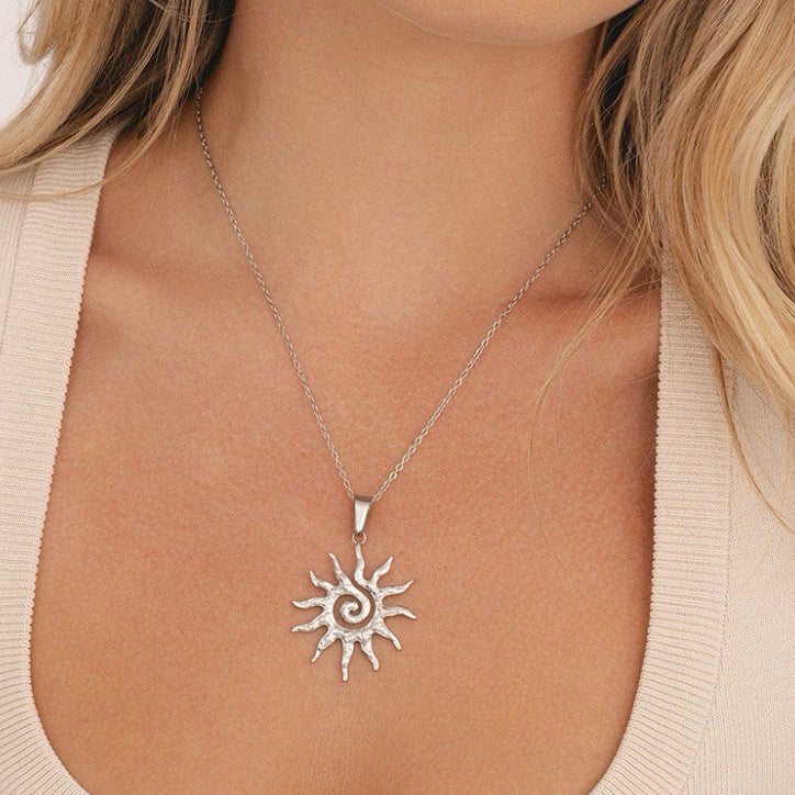 Spiral Sun Pendant Necklace
