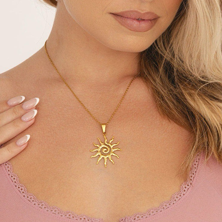 Spiral Sun Pendant Necklace