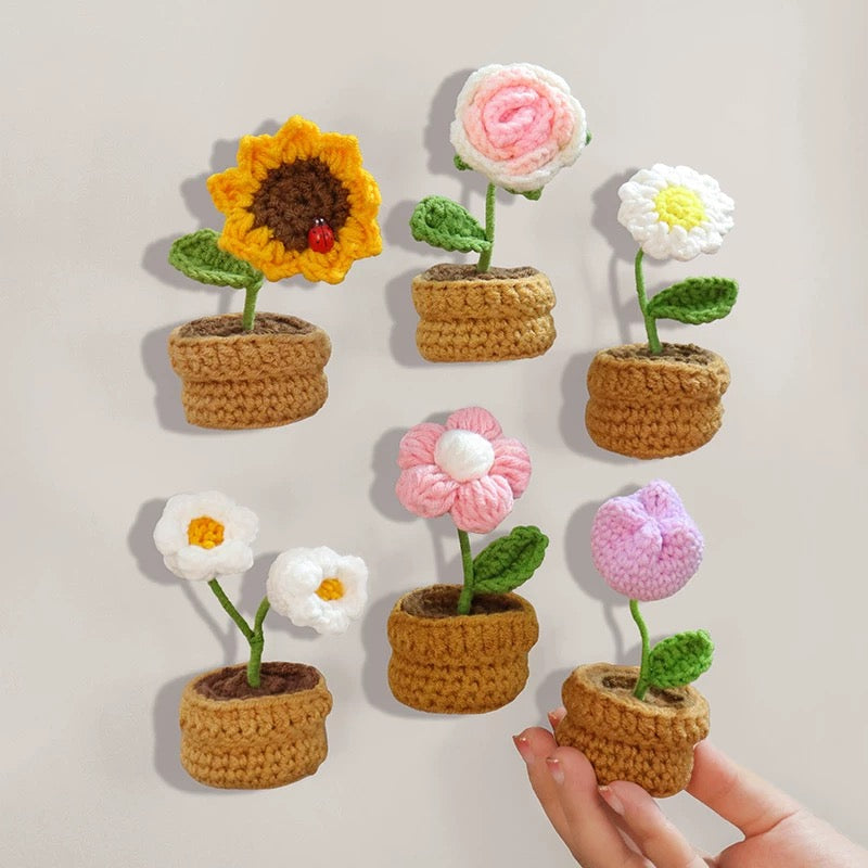 Handmade Crochet Potted Artificial Flower