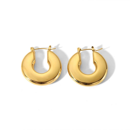 Flat Round Chunky Hoop Earrings