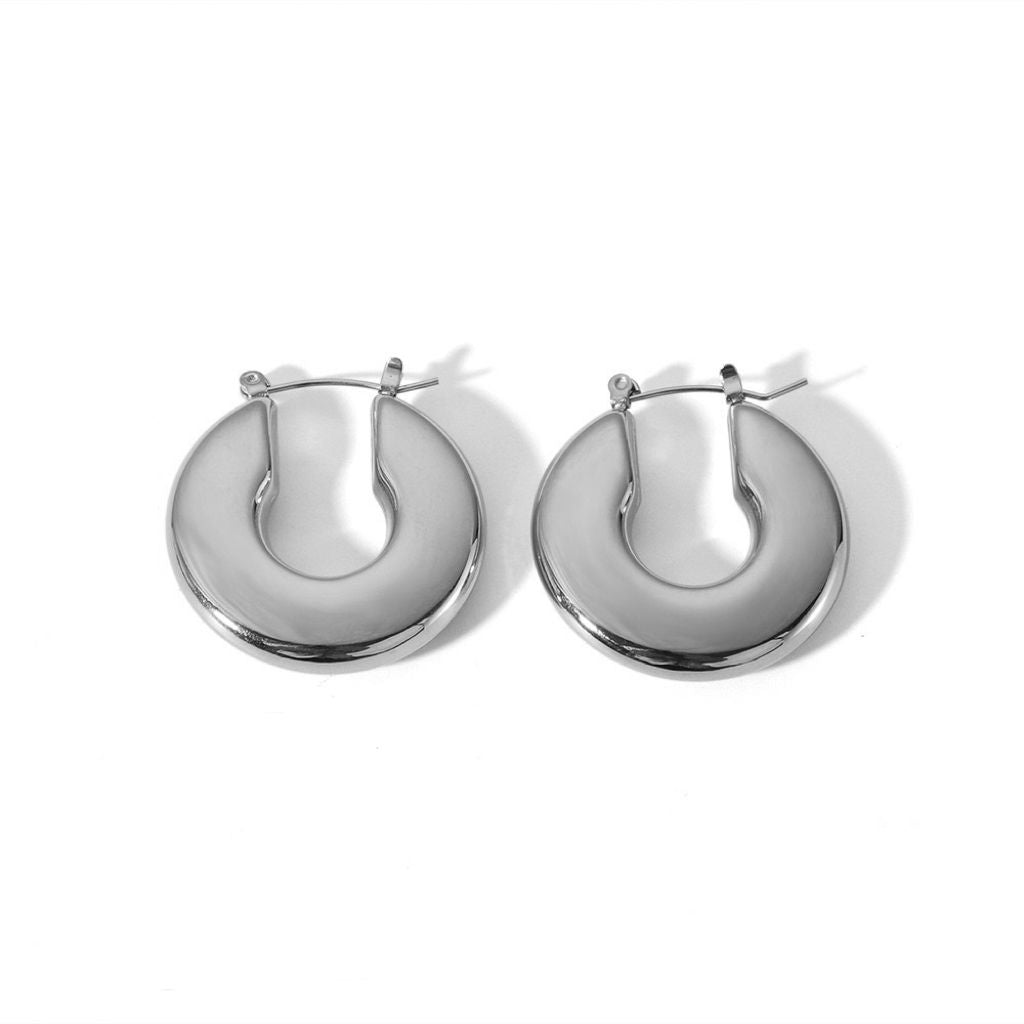 Flat Round Chunky Hoop Earrings