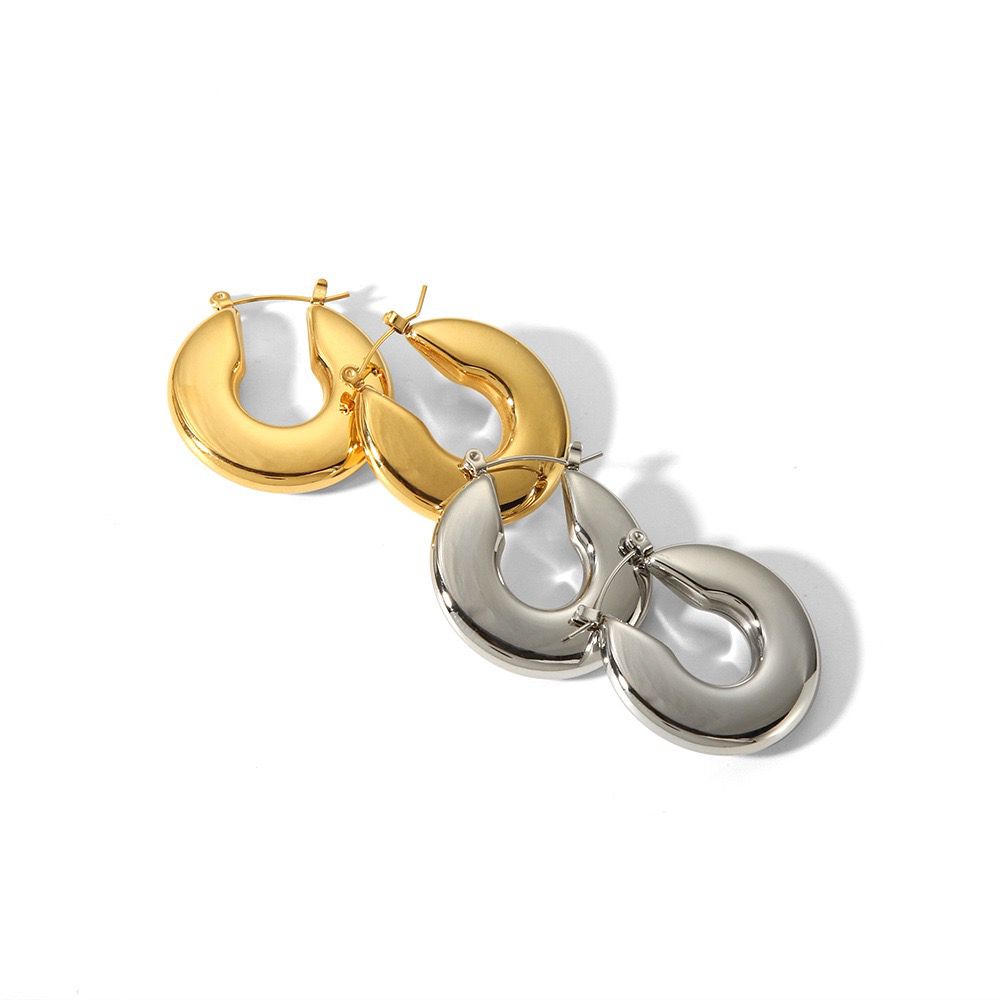 Flat Round Chunky Hoop Earrings