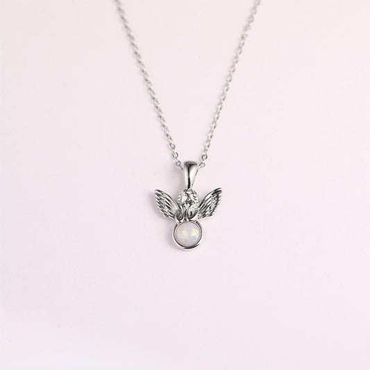 Seraphic Opal Angel Pendant Necklace