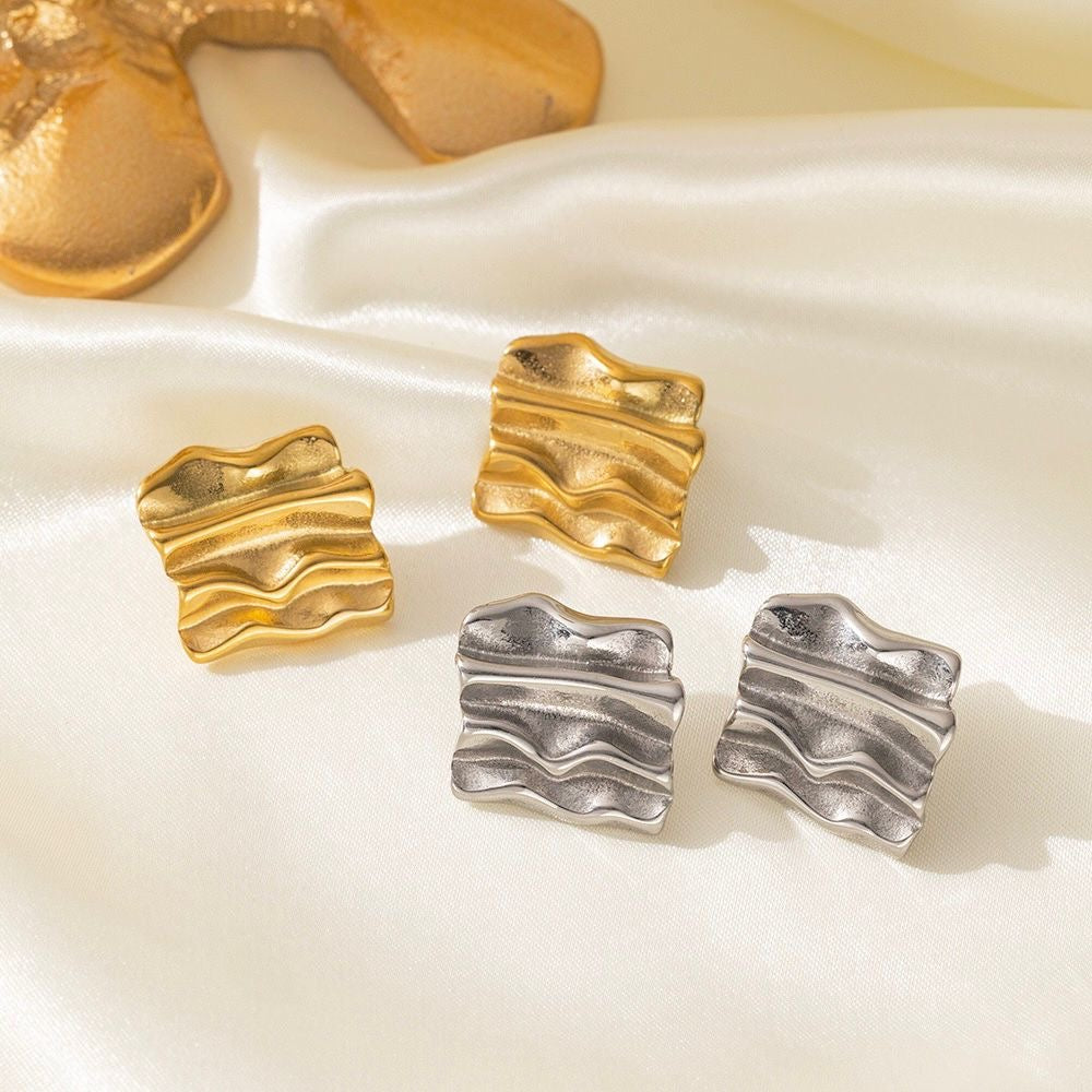 Square Crumple Texture Earrings