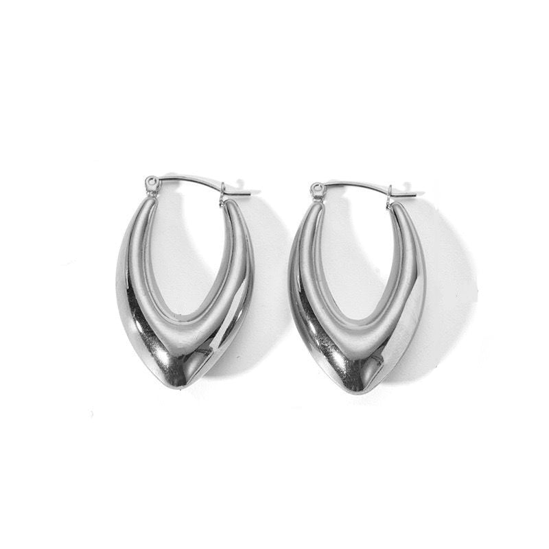 V Shaped Thick Hoop Earrings