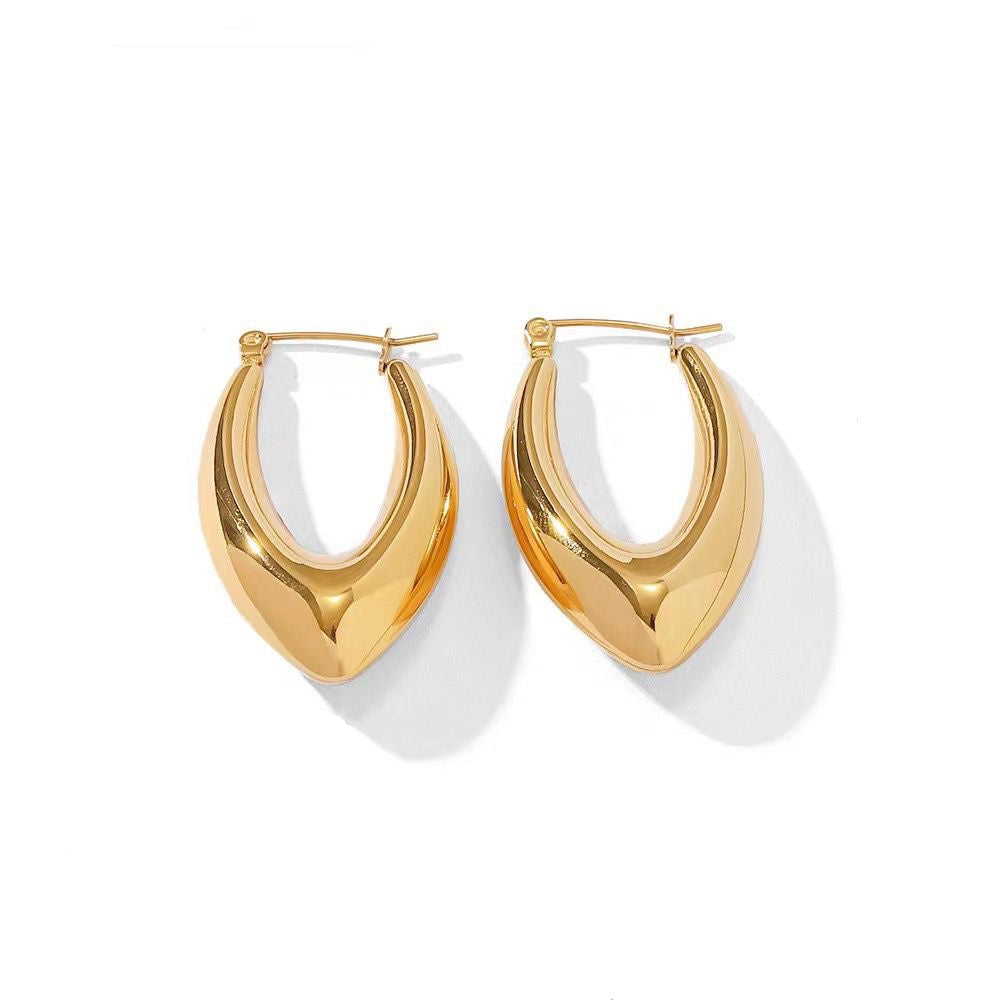 V Shaped Thick Hoop Earrings