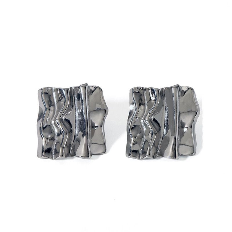 Square Crumple Texture Earrings