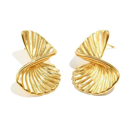 Aurelia Abstract Twisted Shell Statement Stud Earrings