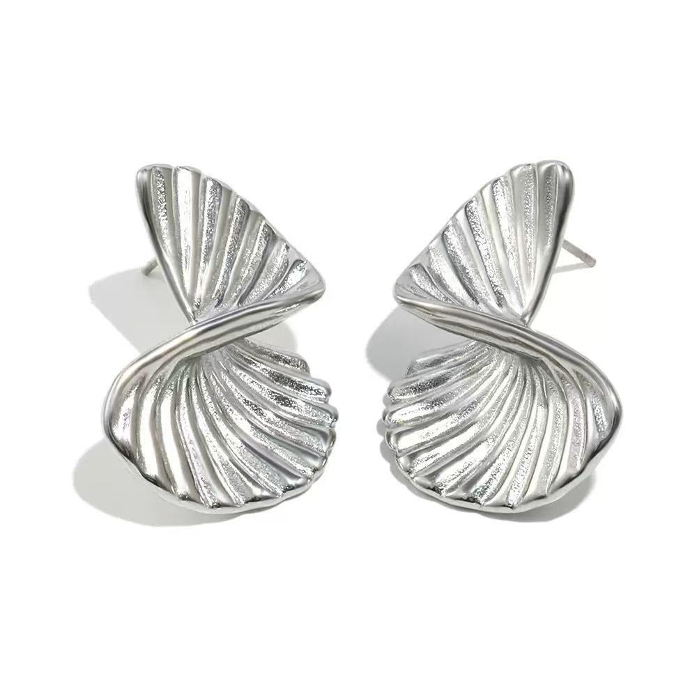 Aurelia Abstract Twisted Shell Statement Stud Earrings
