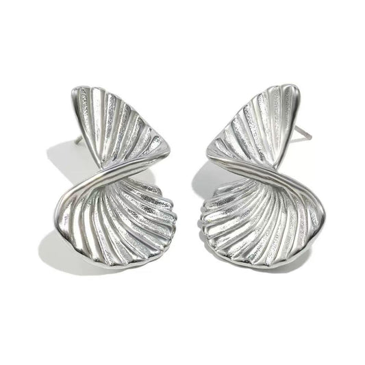 Aurelia Abstract Twisted Shell Statement Stud Earrings