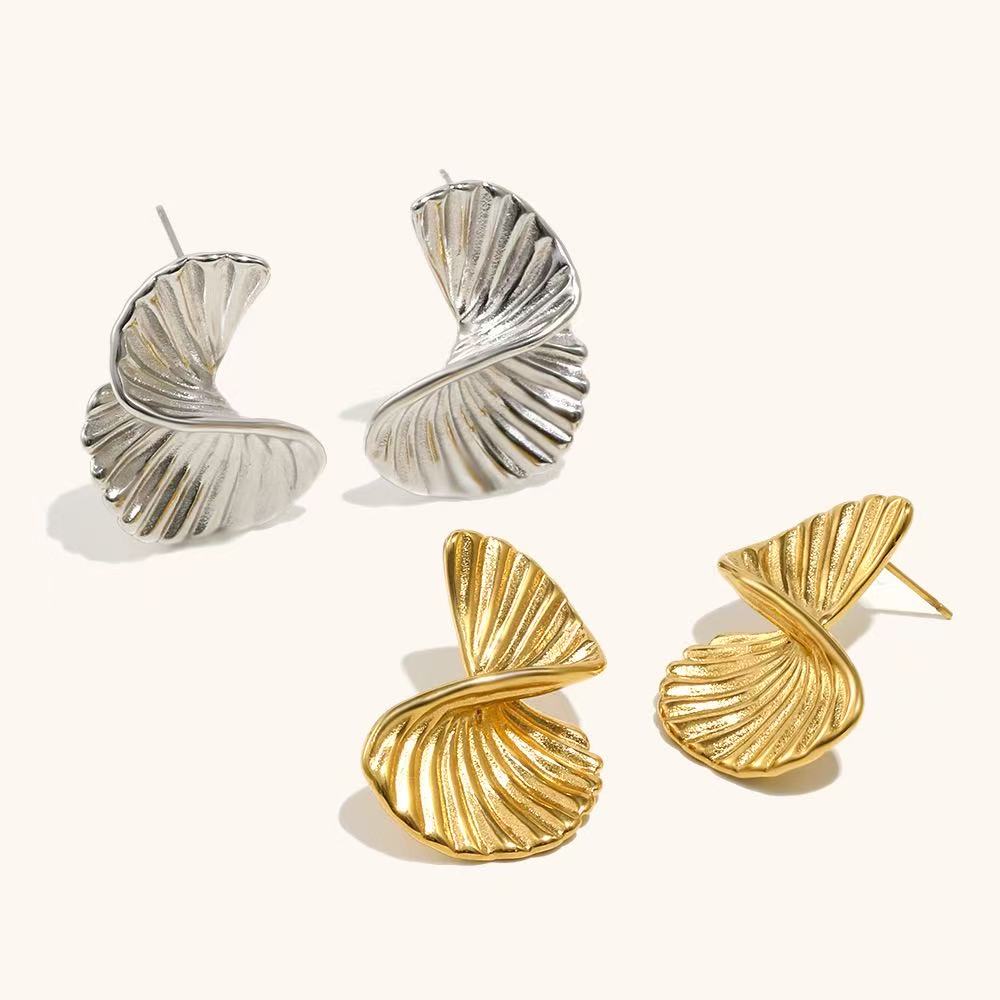 Aurelia Abstract Twisted Shell Statement Stud Earrings
