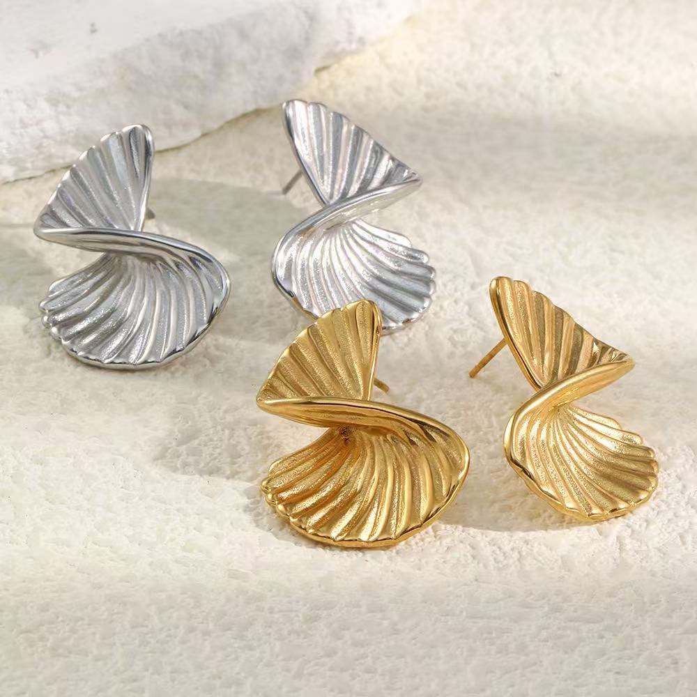Aurelia Abstract Twisted Shell Statement Stud Earrings