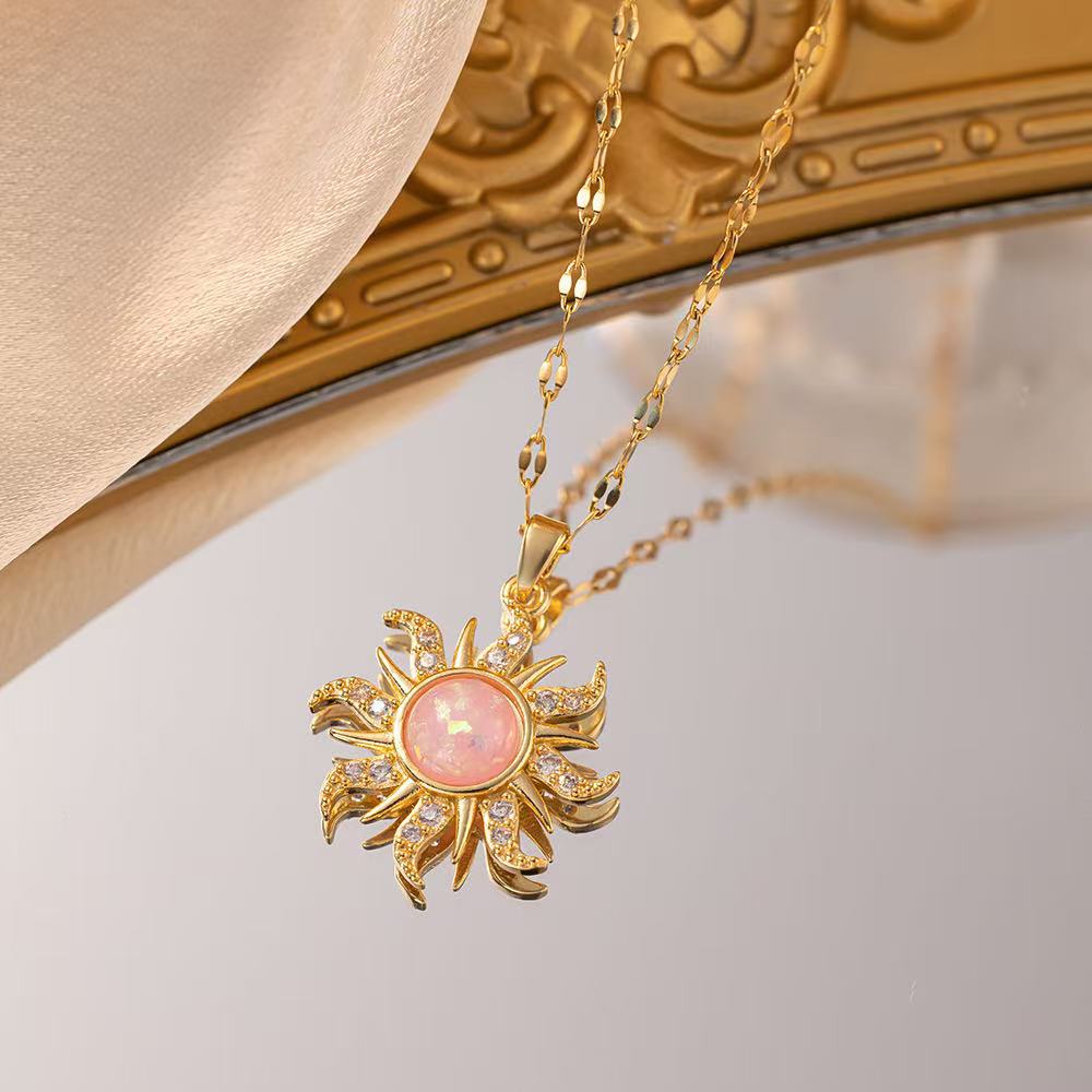 Opal Sun Pendant Necklace