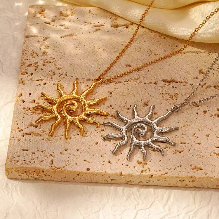 Spiral Sun Pendant Necklace