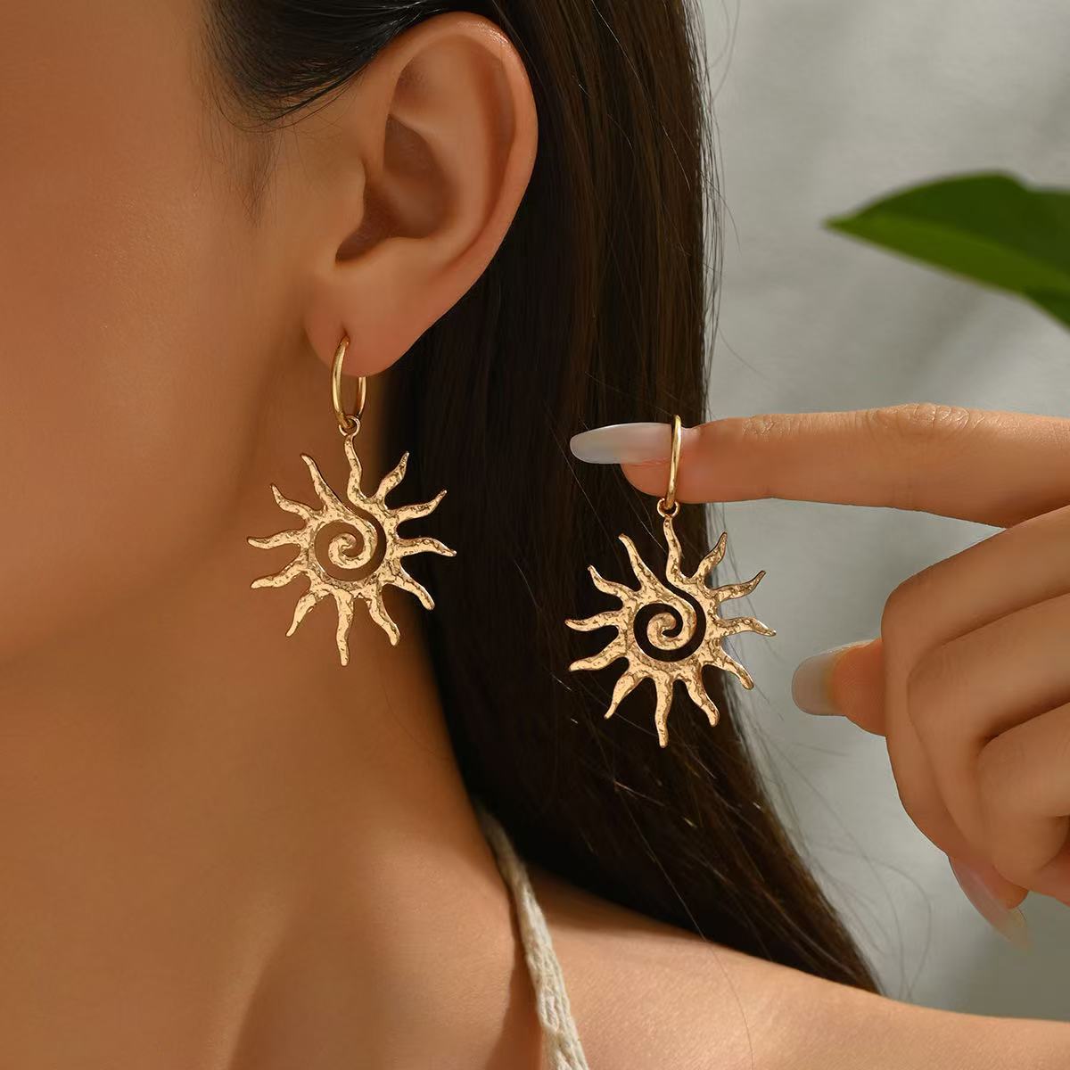 Spiral Sun Hoop Earrings