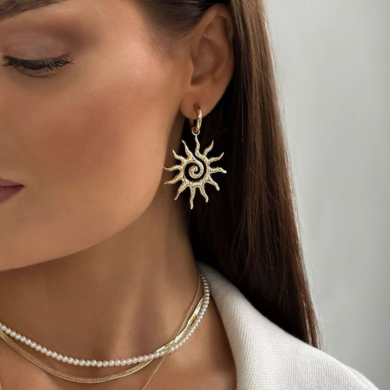 Spiral Sun Hoop Earrings
