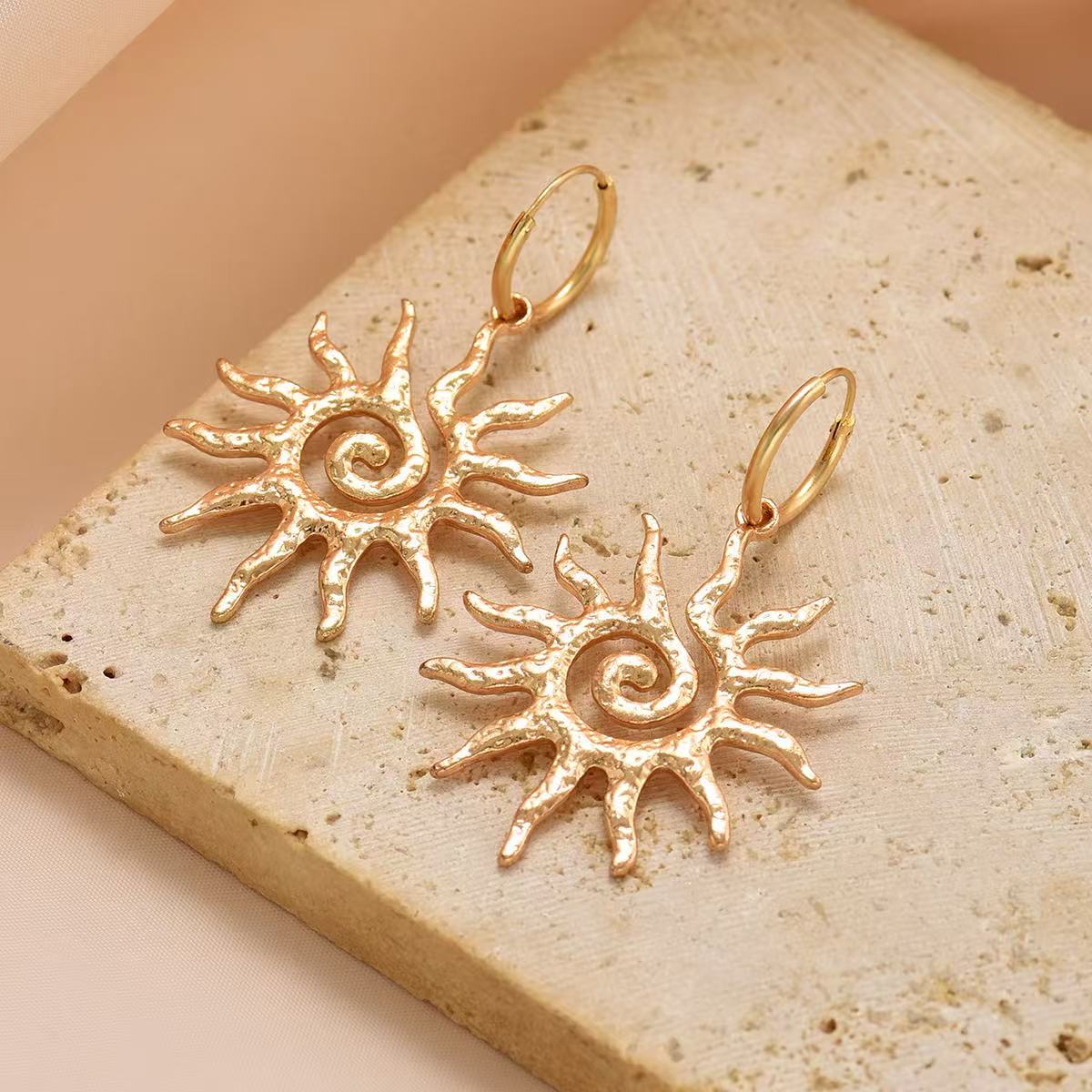 Spiral Sun Hoop Earrings