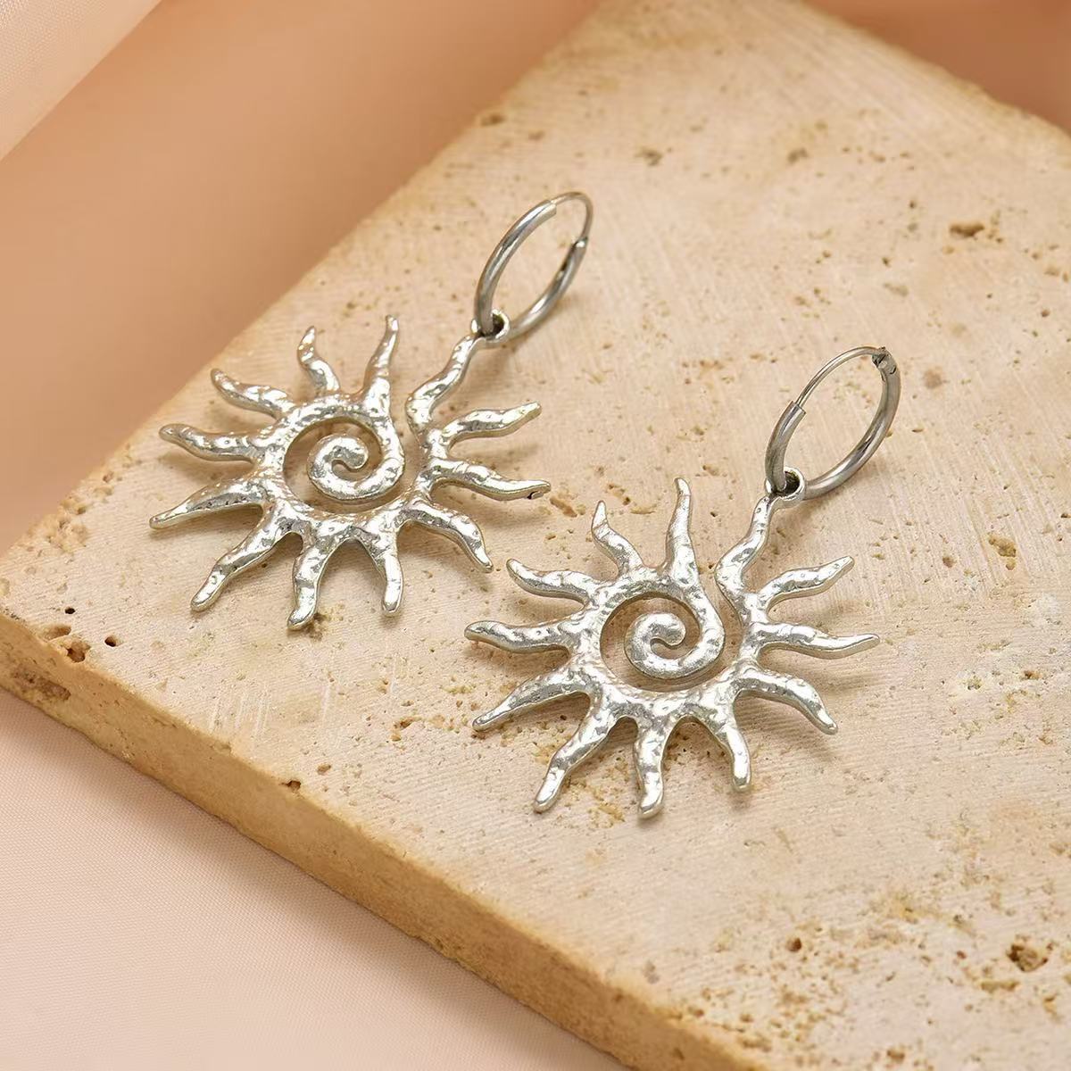 Spiral Sun Hoop Earrings