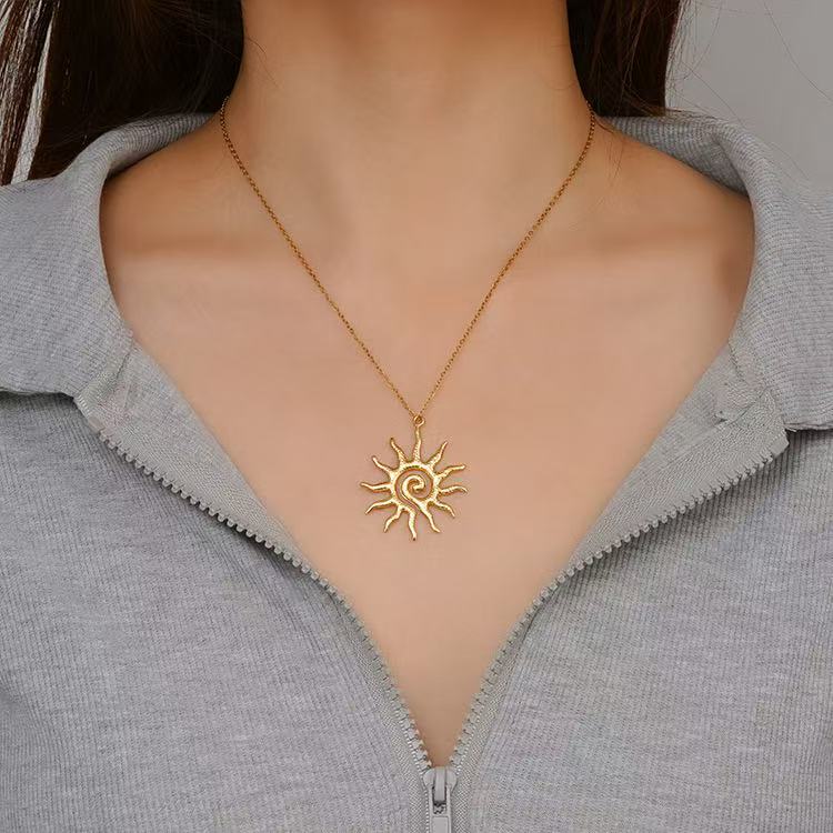 Spiral Sun Pendant Necklace