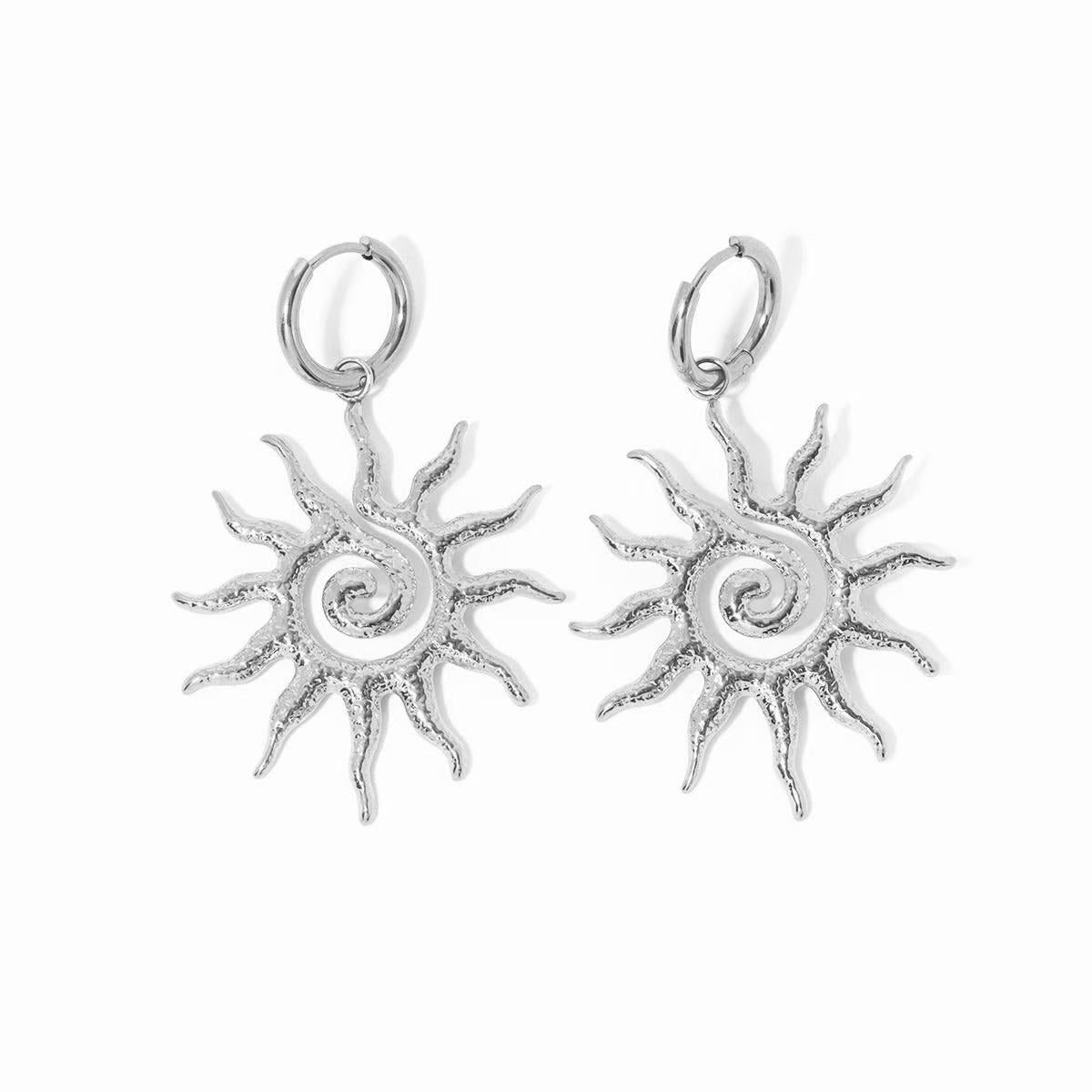 Spiral Sun Hoop Earrings