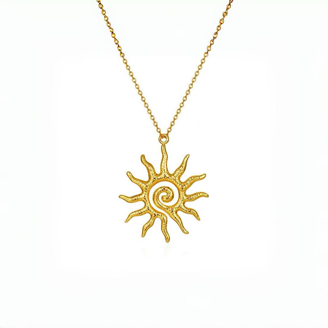 Spiral Sun Pendant Necklace