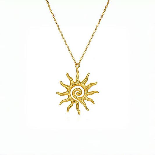 Spiral Sun Pendant Necklace