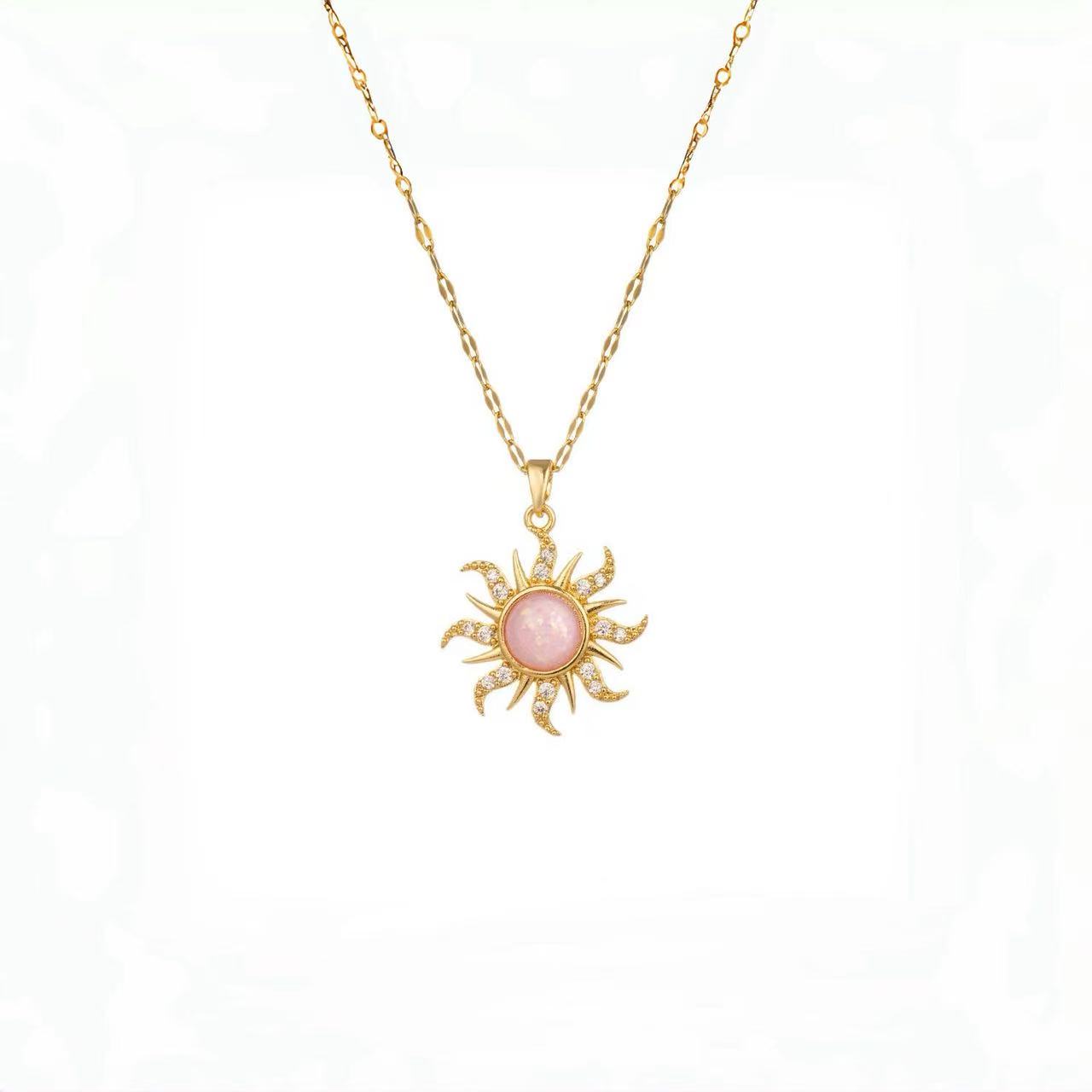 Opal Sun Pendant Necklace