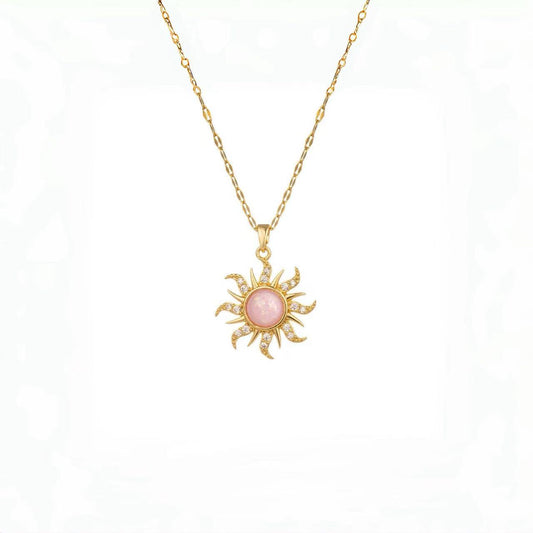 Opal Sun Pendant Necklace