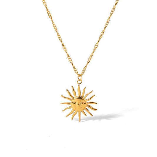 Golden Sunburst Pendant Necklace