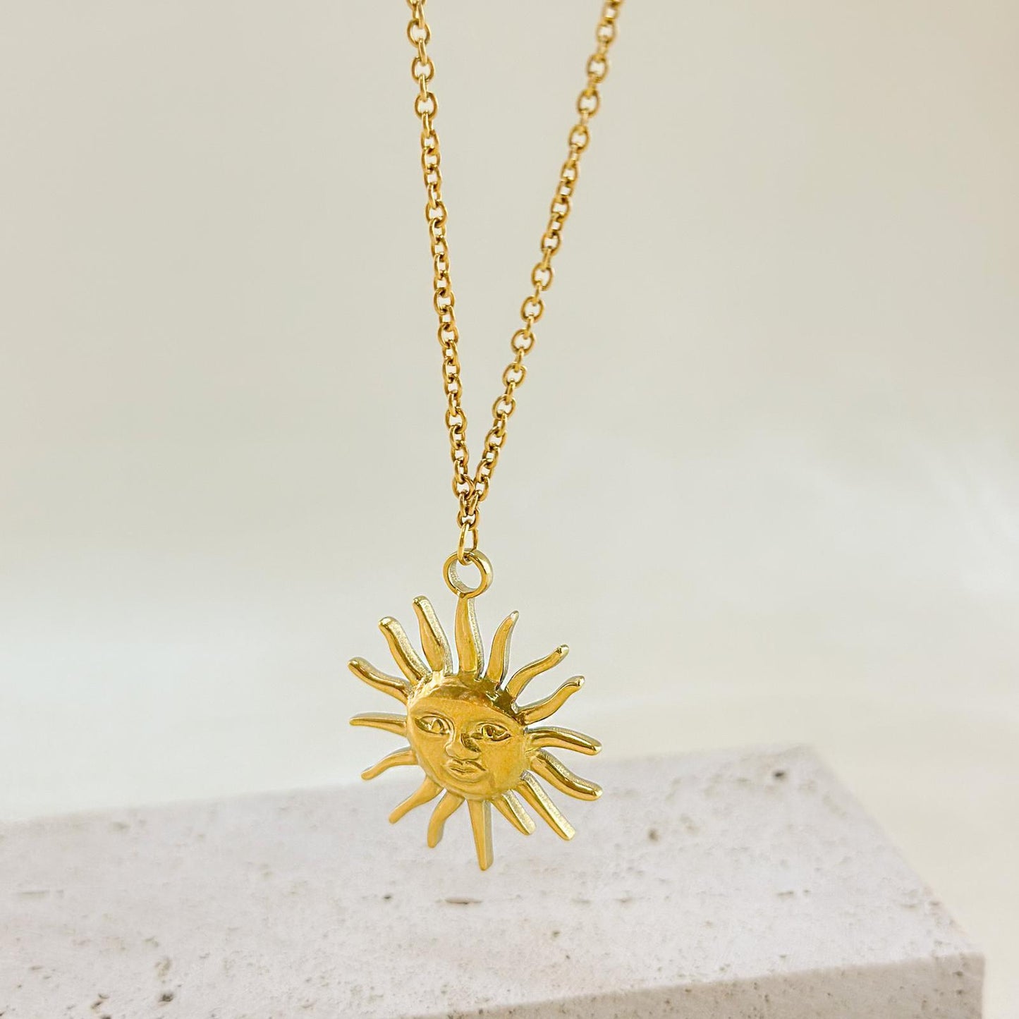Golden Sunburst Pendant Necklace