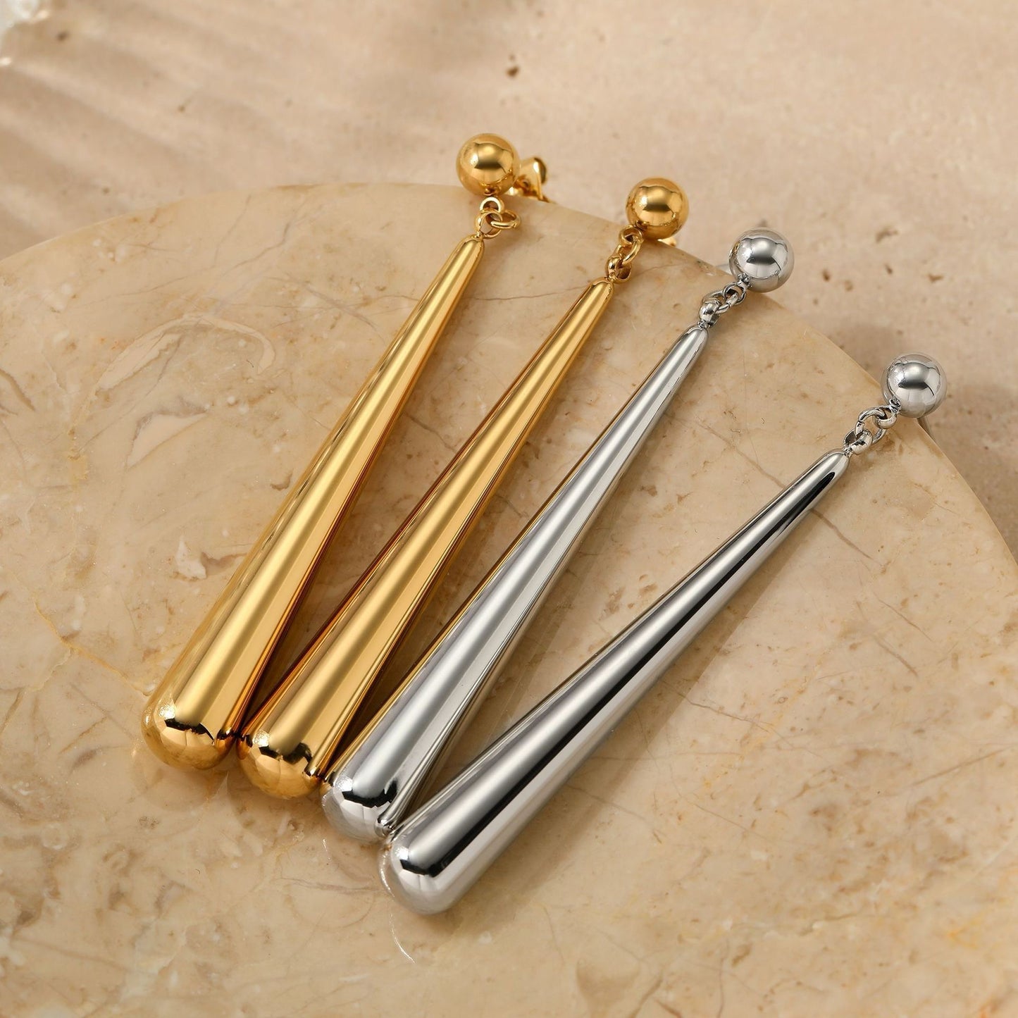 Long Teardrop Stud Earrings
