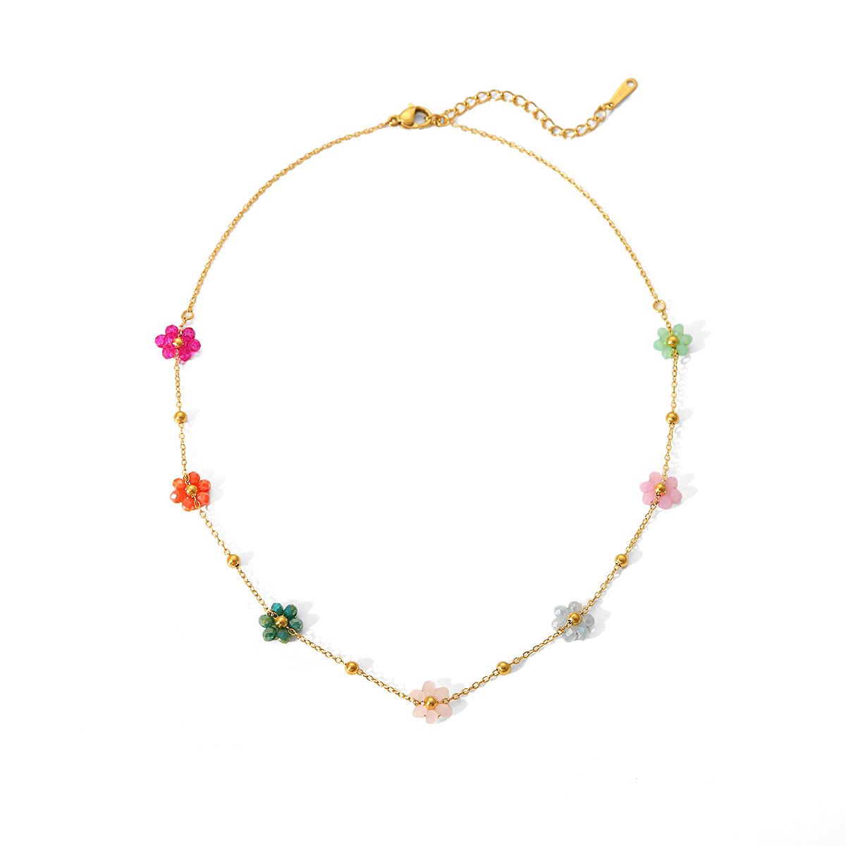Multicolor Floral Charm Necklace