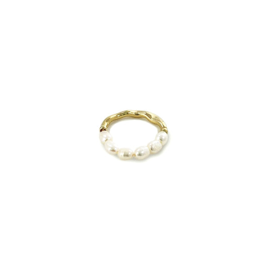 Adjustable Pearl Band Ring With Gold Chain