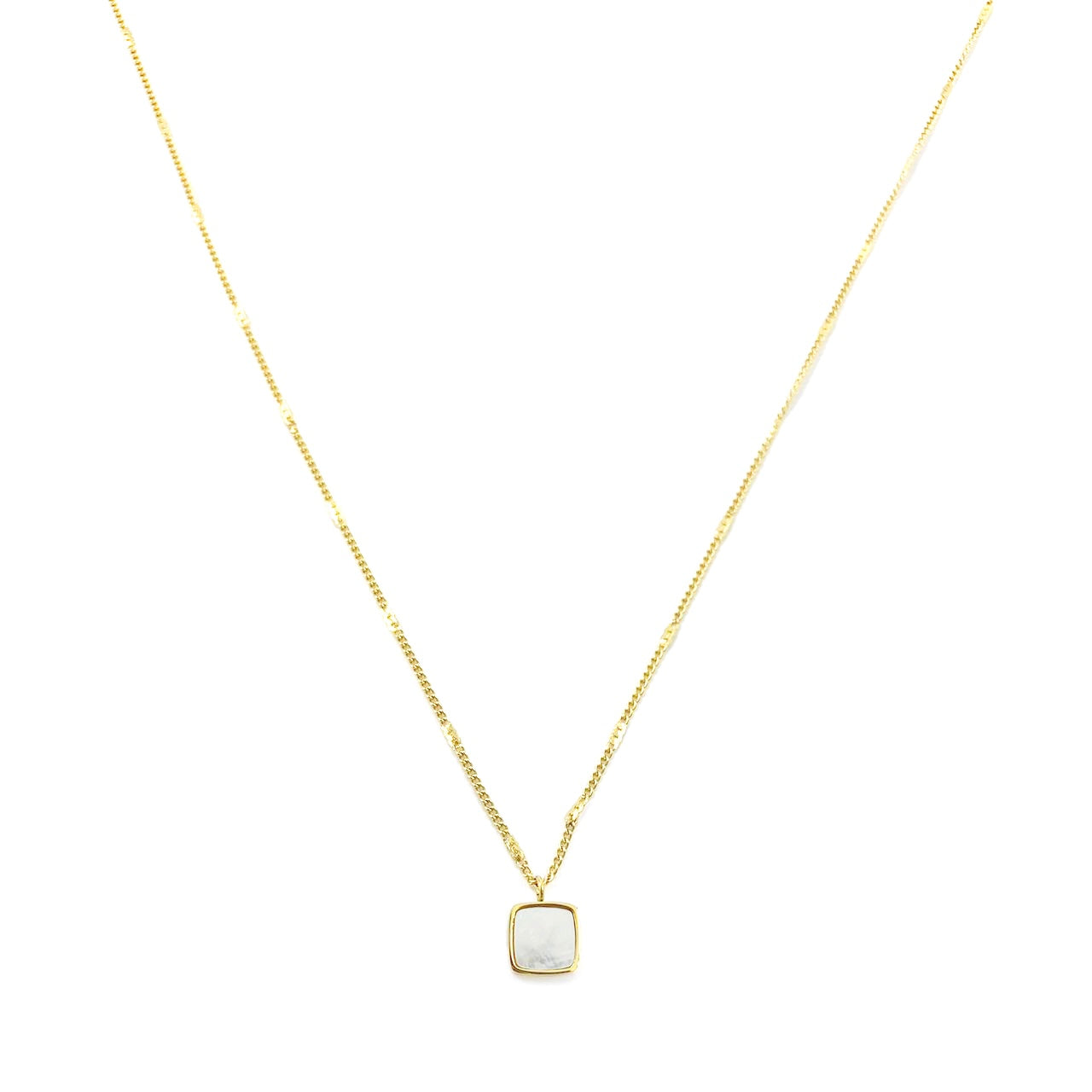 Rounded Square Pendant Necklace