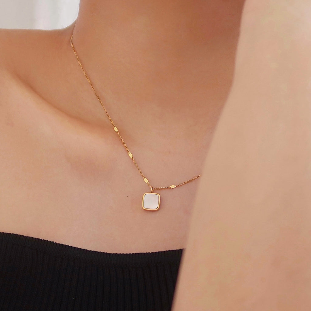 Rounded Square Pendant Necklace